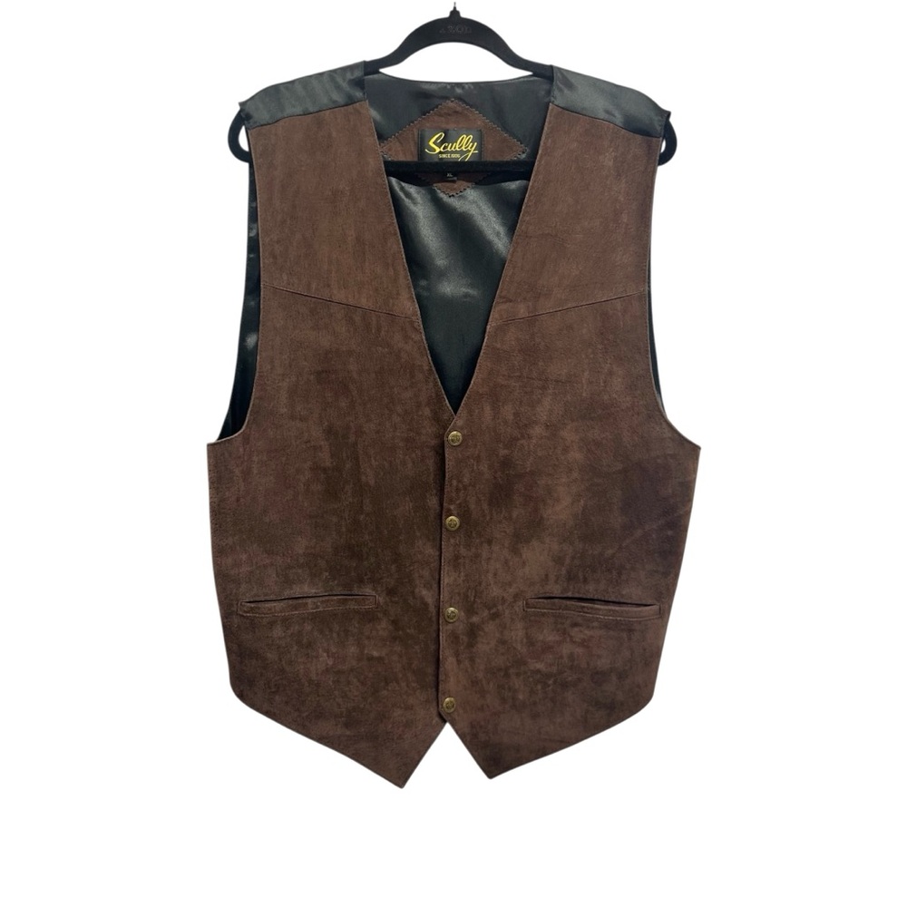 Sully Men’s Boar Suede Snap Front Chocolate Brown Western Vest Large